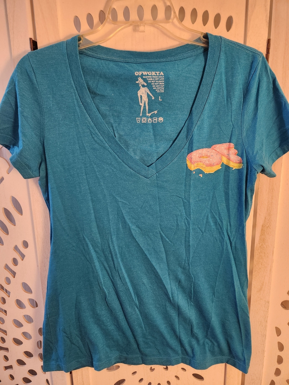 Odd Future Teal V-Neck Tee with Pink Donut Graphic
